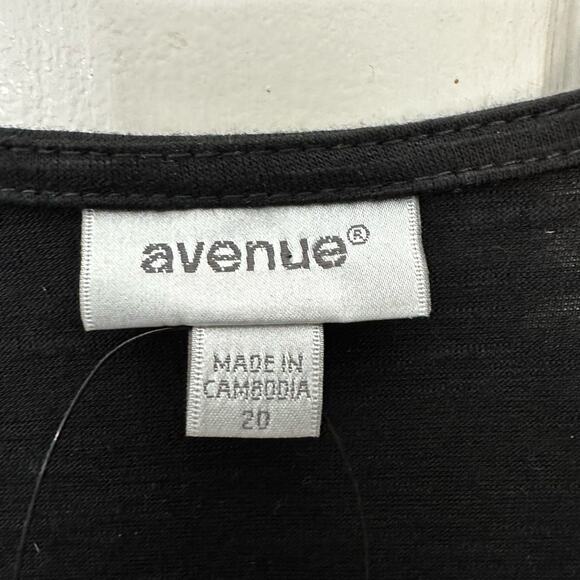 Avenue Tank Fit and Flare Top Solid Black Sleeveless Womens Plus Size 20 Career - Picture 2 of 7